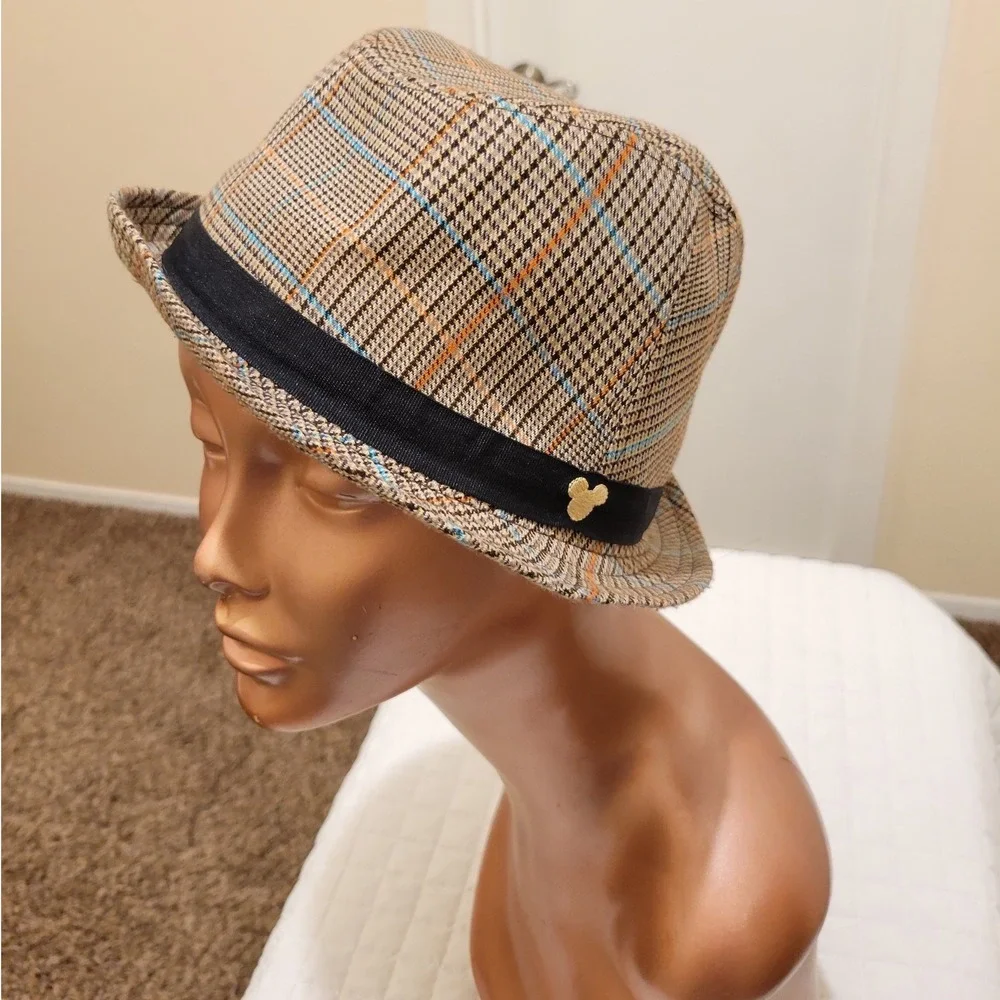 Disney Parks Mickey Mouse Brown Blue‎ Orange Houndstooth Fedora Hat Grandpacore